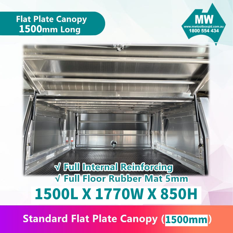 Aluminium Ute Canopy Flat Plate Canopy Dual Cab 1500mm Long-1