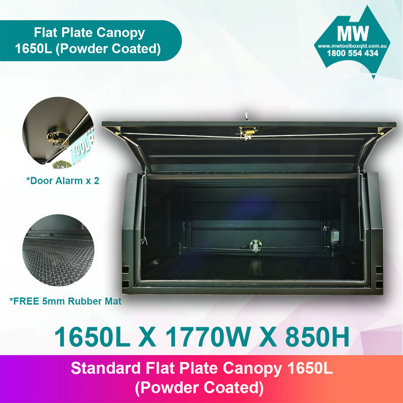 Aluminium-Ute-Canopy-Flat-Plate-Dual-Cab-1650mm-Long-Black-2