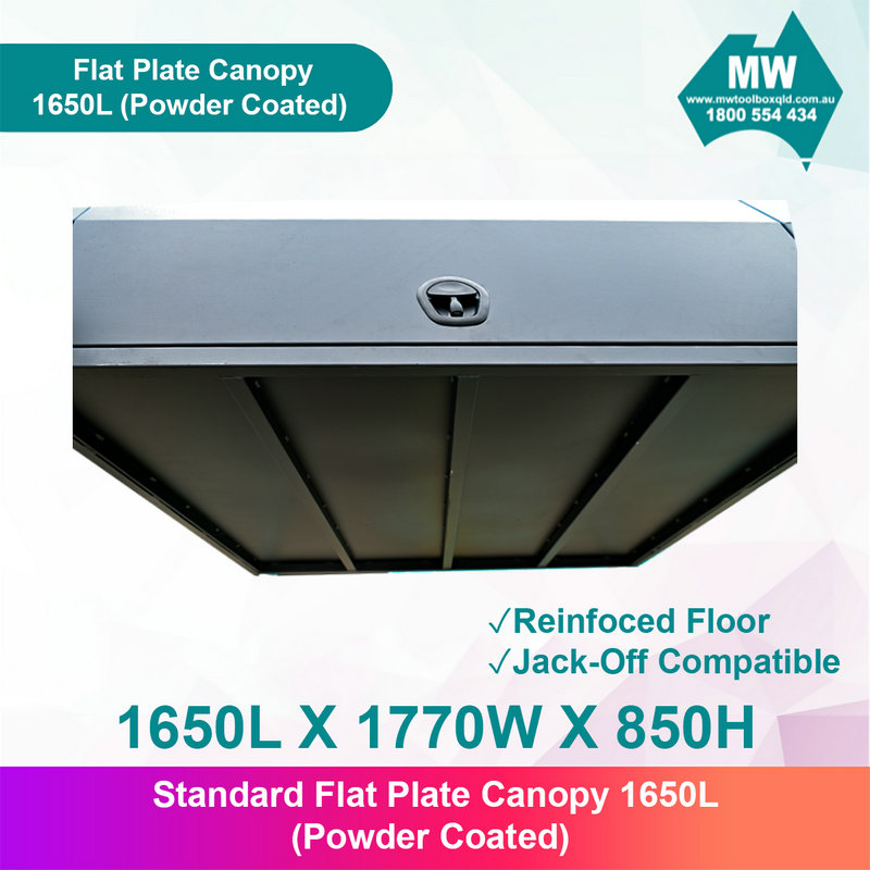 Aluminium-Ute-Canopy-Flat-Plate-Dual-Cab-1650mm-Long-Black-4