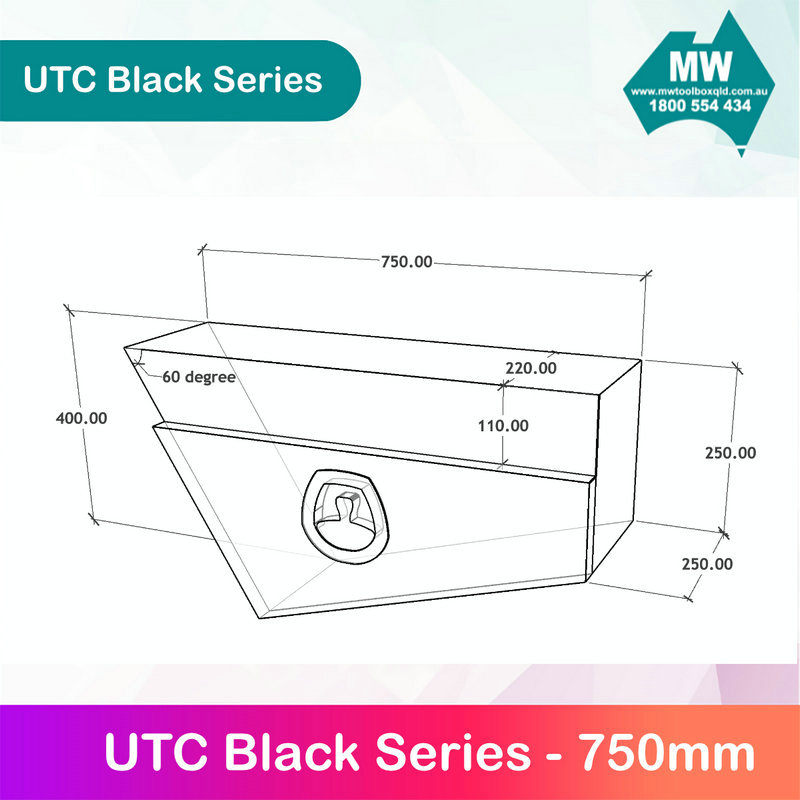 Black Series Aluminium Tapered Undertray Toolbox UTC Under Tray Box-5