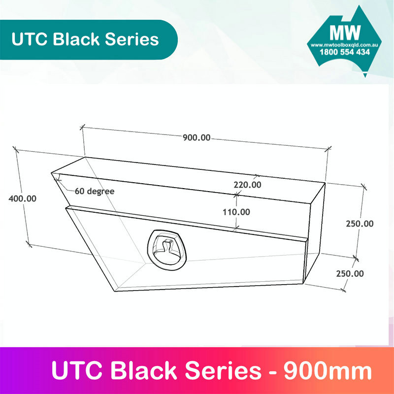 Black Series Aluminium Tapered Undertray Toolbox UTC Under Tray Box-6