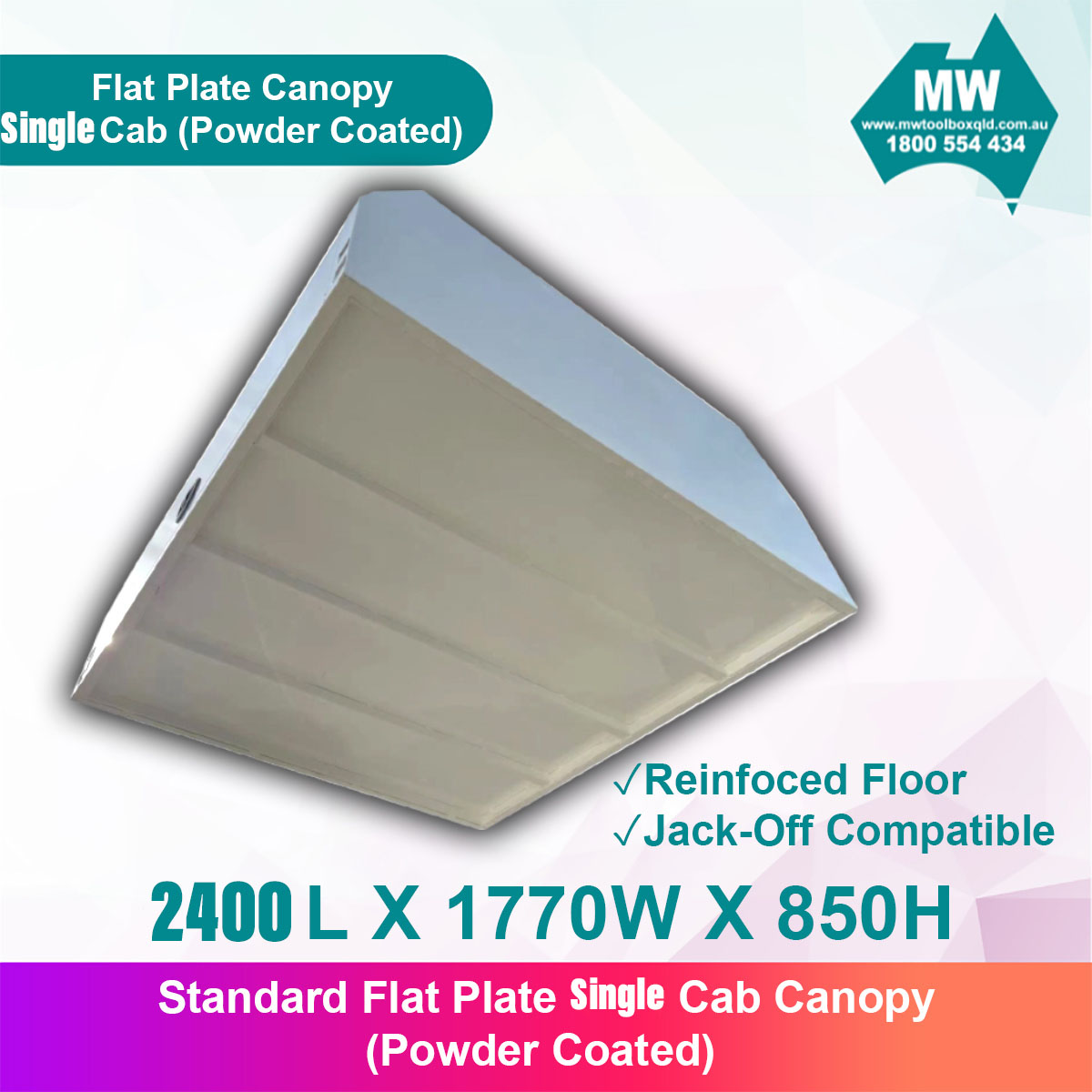 Aluminium Ute Canopy Single Cab Flat Plate (powder coated)-2